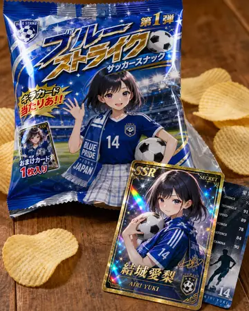 E-commerce Main Image - Fictional Soccer Snack Trading Card Product Photo