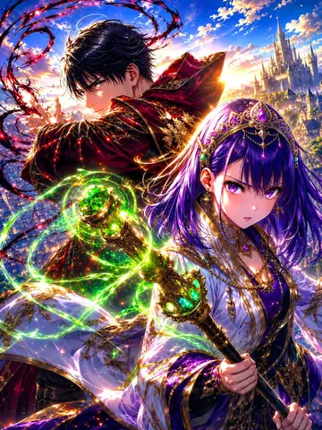 Game Asset - Royal Anime Mages at Sunrise