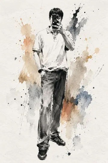 Profile / Avatar - Artistic Ink Wash Portrait Sketch