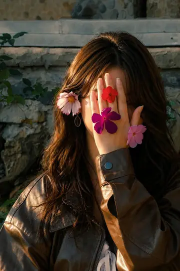 Social Media Post - Mysterious Portrait with Floral Accents