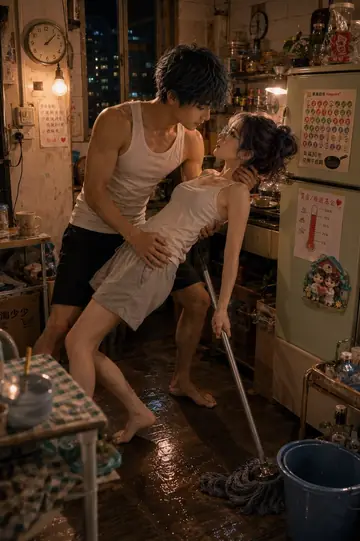 Comic / Storyboard - Romantic Mopping Slip in Rental Kitchen