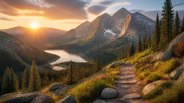 Social Media Post - Golden Hour Alpine Trail Landscape