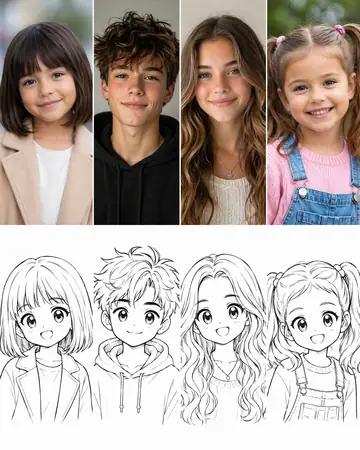 Social Media Post - Photo to Anime Sketch Comparison Grid