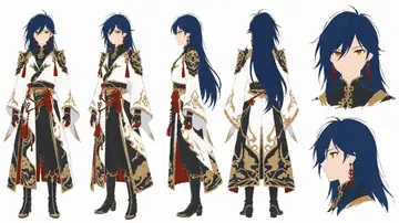 Game Asset - Ornate Anime Character Turnaround Sheet