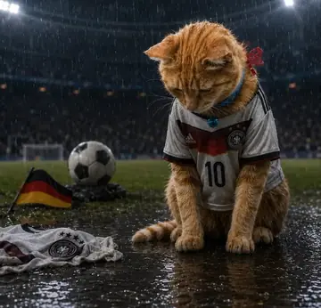 Social Media Post - Sad Football Cat in Germany Jersey