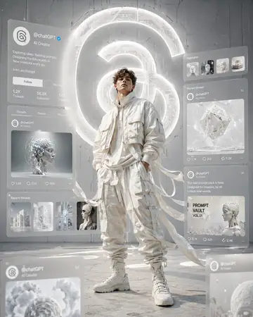 Social Media Post - Threads Monochrome Techwear Artwork