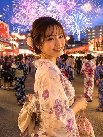 Social Media Post - Realistic Japanese Fireworks Festival Portrait