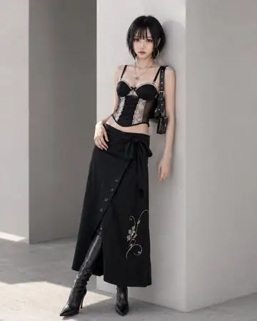 E-commerce Main Image - Lace Corset and Maxi Skirt Wardrobe