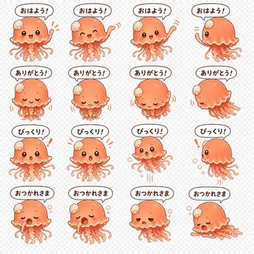 Game Asset - Kawaii Jellyfish Sticker Sheet