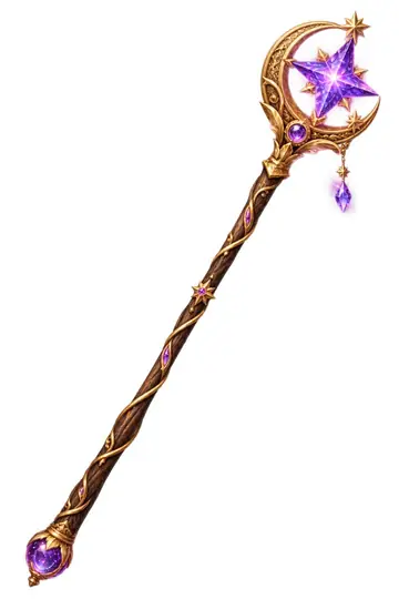 Game Asset - Fantasy Crescent Star Magic Staff