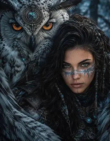 Game Asset - Tribal Fantasy Warrior with Guardian Owl