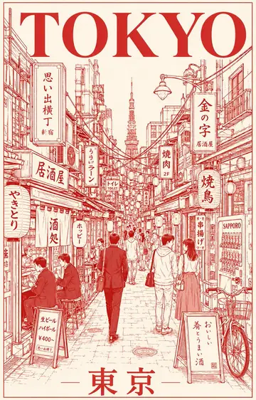 Infographic / Edu Visual - Minimalist Tokyo Night Travel Poster