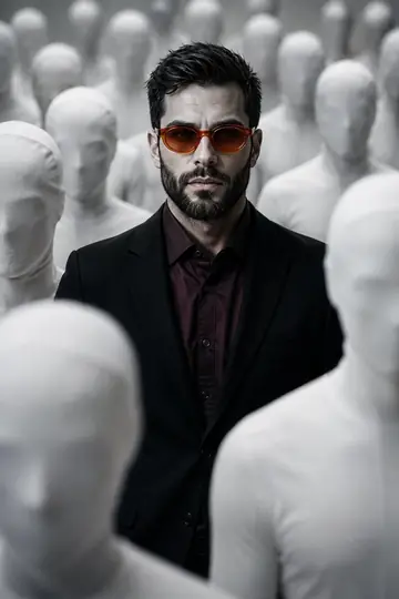 Profile / Avatar - Surreal Man in Crowd of Faceless Figures