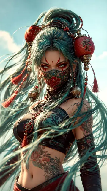 Profile / Avatar - Futuristic Teal-Haired Warrior Portrait