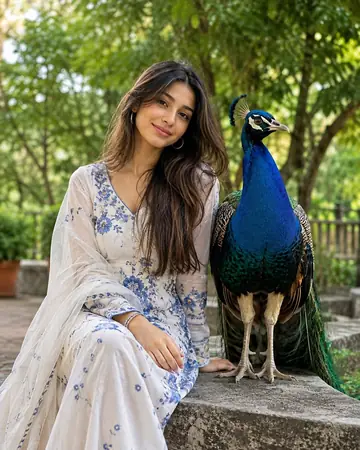 Profile / Avatar - South Asian Portrait with Majestic Peacock