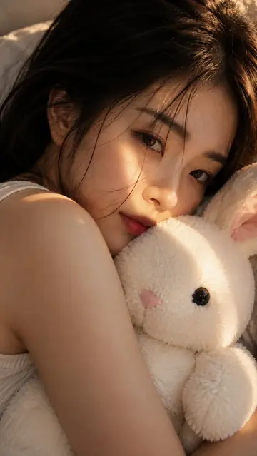 Profile / Avatar - Woman with Plush Rabbit Close-up