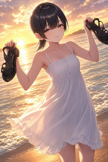 Social Media Post - Anime Girl at Sunset Beach