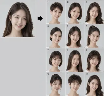 Infographic / Edu Visual - Consistent Face Hairstyle Lookbook Grid