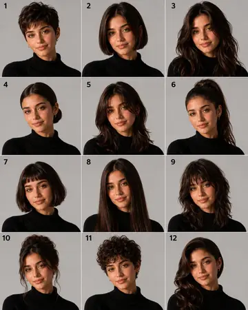 Infographic / Edu Visual - 12-Panel Hairstyle Lookbook Grid