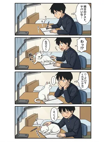 Comic / Storyboard - Four-Panel Study Cat Manga