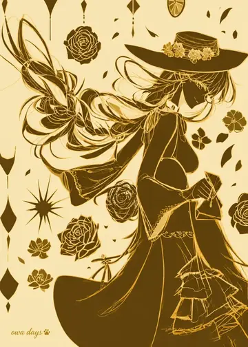 Comic / Storyboard - Gold Two-Tone Anime Witch Poster