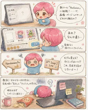 Infographic / Edu Visual - AI Manga Tool Struggle Comic