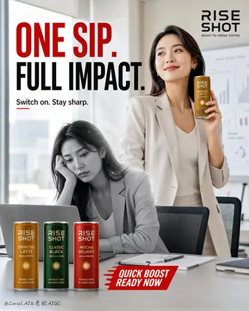 Product Marketing - Rise Shot Commercial Coffee Poster