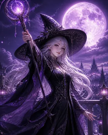 Game Asset - Silver Haired Witch Moonlight