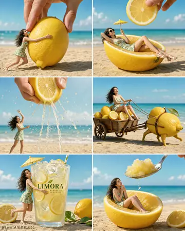 Six-Panel Lemon Drink Miniature Ad