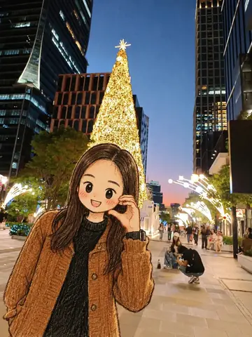 Christmas Street Chibi on a Real Backdrop