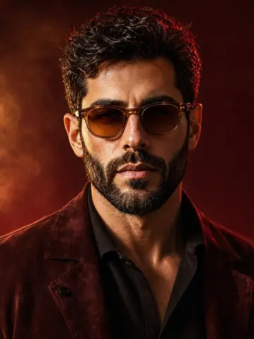 Wine-Red Studio Menswear Portrait