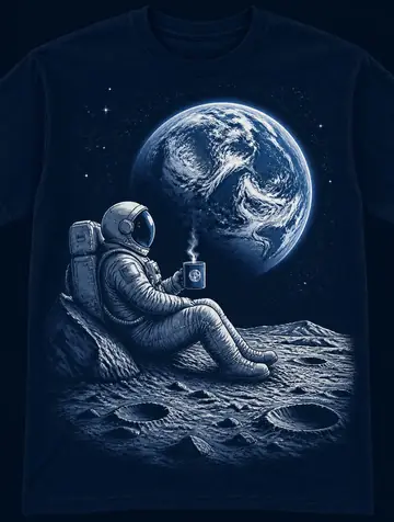 Astronaut on the Moon T-Shirt Graphic