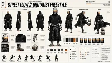Brutalist Freestyle Character Design Sheet