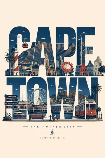 City Name as Landmark Typographic Travel Poster