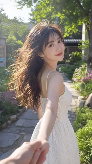 Summer Hand-in-Hand Look-Back Portrait