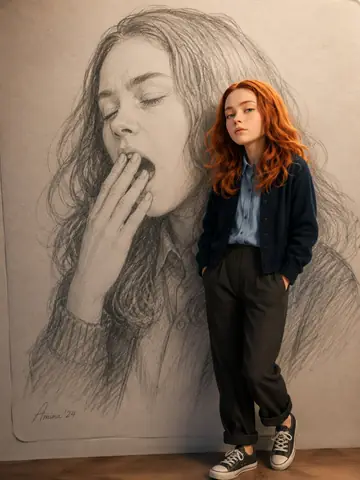 3D Alter Ego on a Pencil-Sketch Background
