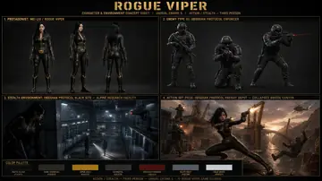 Rogue Viper Game Concept Art Sheet