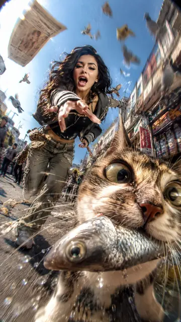 Fish Market Cat Chase CCD Street Shot