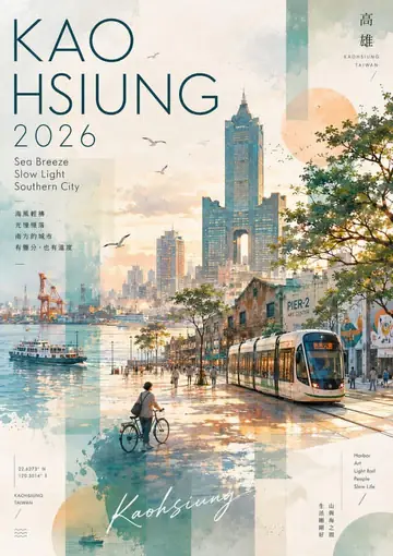 Kaohsiung Watercolour Collage Travel Poster