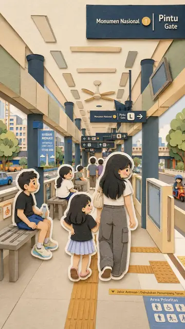 Family Trip Paper-Cut Collage