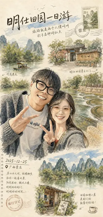 Travel Photo Ink-Wash Postcard