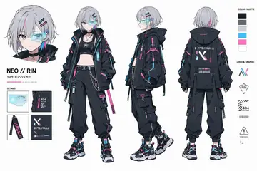 Cyber Hacker Character Design Sheet