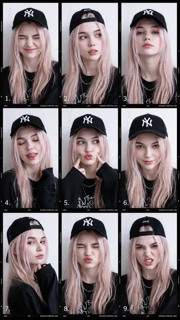 Nine-Frame Fashion Portrait Collage