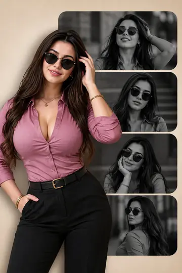Black-and-White Fashion Portrait Collage Poster