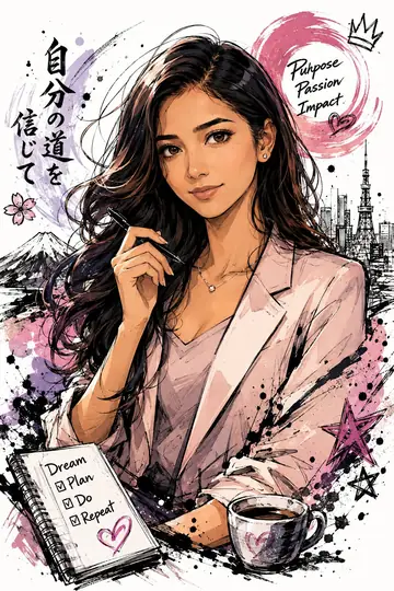 Japanese Hand-Drawn Doodle Half-Body Illustration