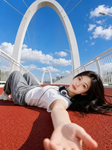Red Track Low-Angle Summer Portrait