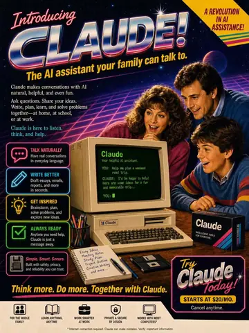 1980s Retro AI Assistant Magazine Ad