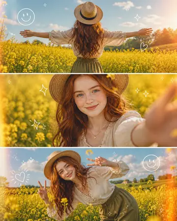 Spring Flower Field Vertical Triptych