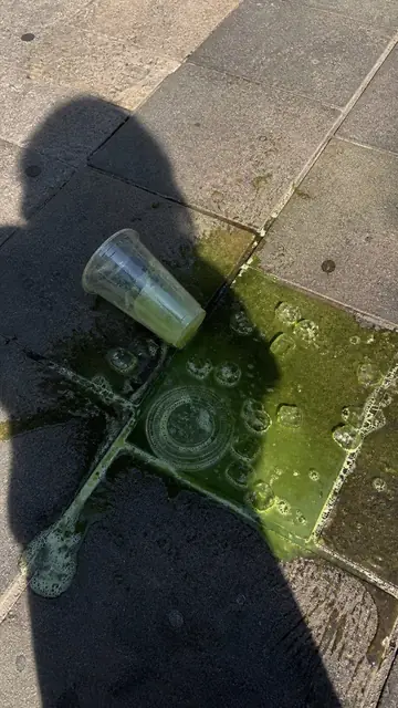 Spilled Matcha Street Phone Photo