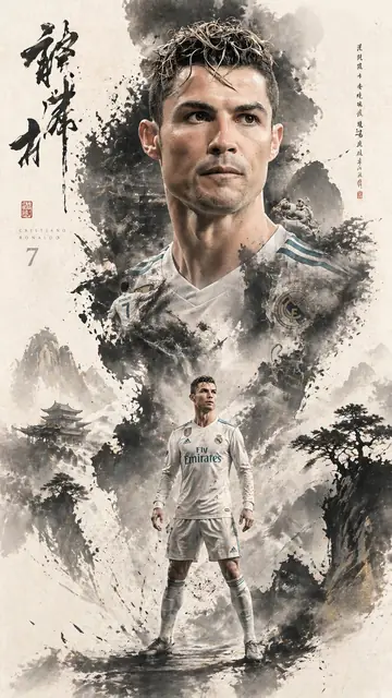 Ink-Wash Double-Exposure Figure Poster